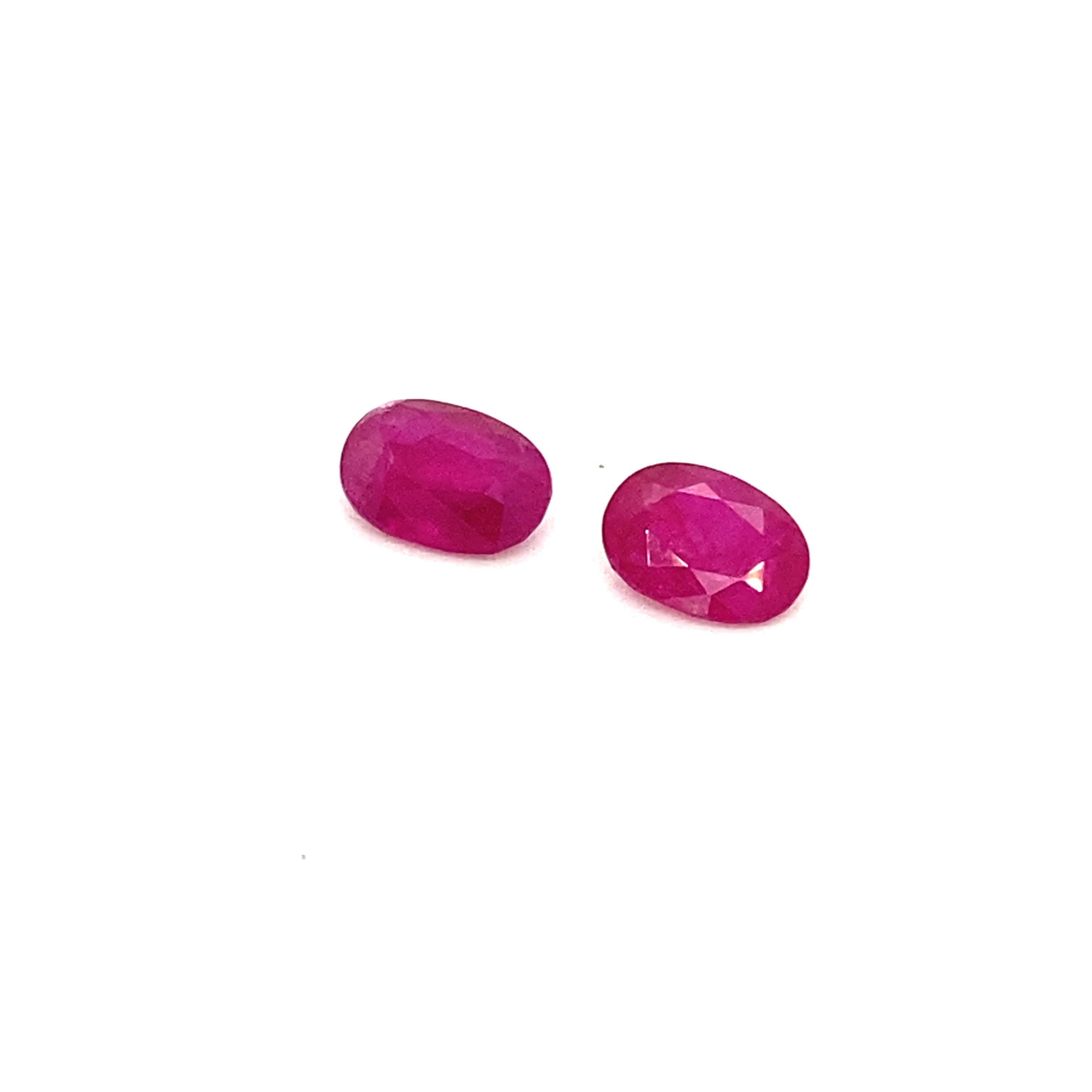 2.81 Carat Unheated Oval-cut Burmese Rubies, Pair 1