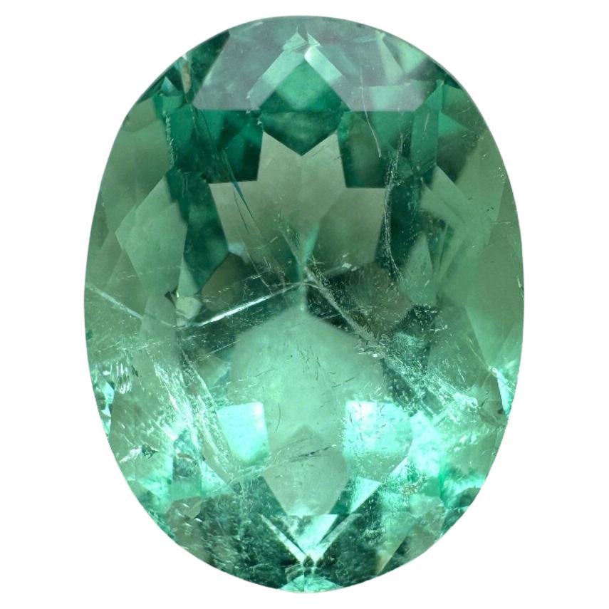 2.81 Carat VVS Seafoam Green Colombian Emerald - Oval Cut  May Birthstone Gem