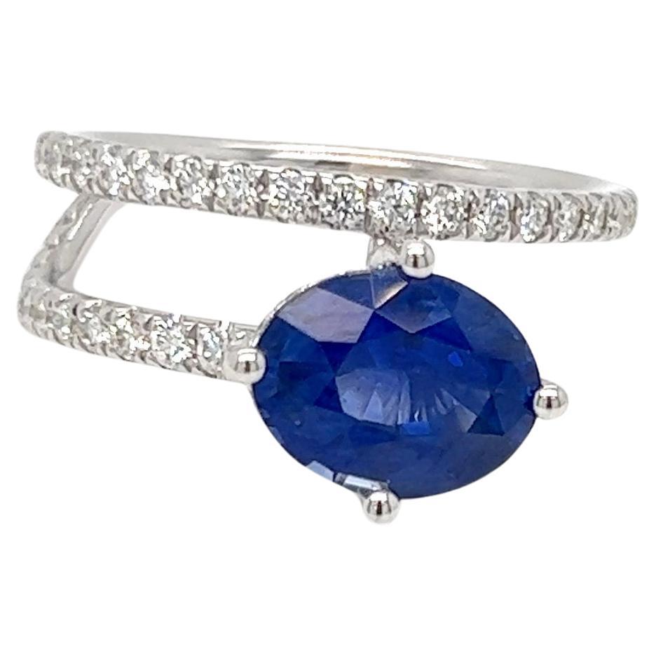 2.81 Carats Sapphire Wrap Diamond Band Ring For Sale