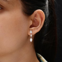 2.81 ct Multi Cut Diamond Linear Drop Earrings 14K White Gold Anniversary Gift