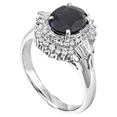 2.81 Ct Natural Sapphire and 0.61 Natural Diamonds Ring