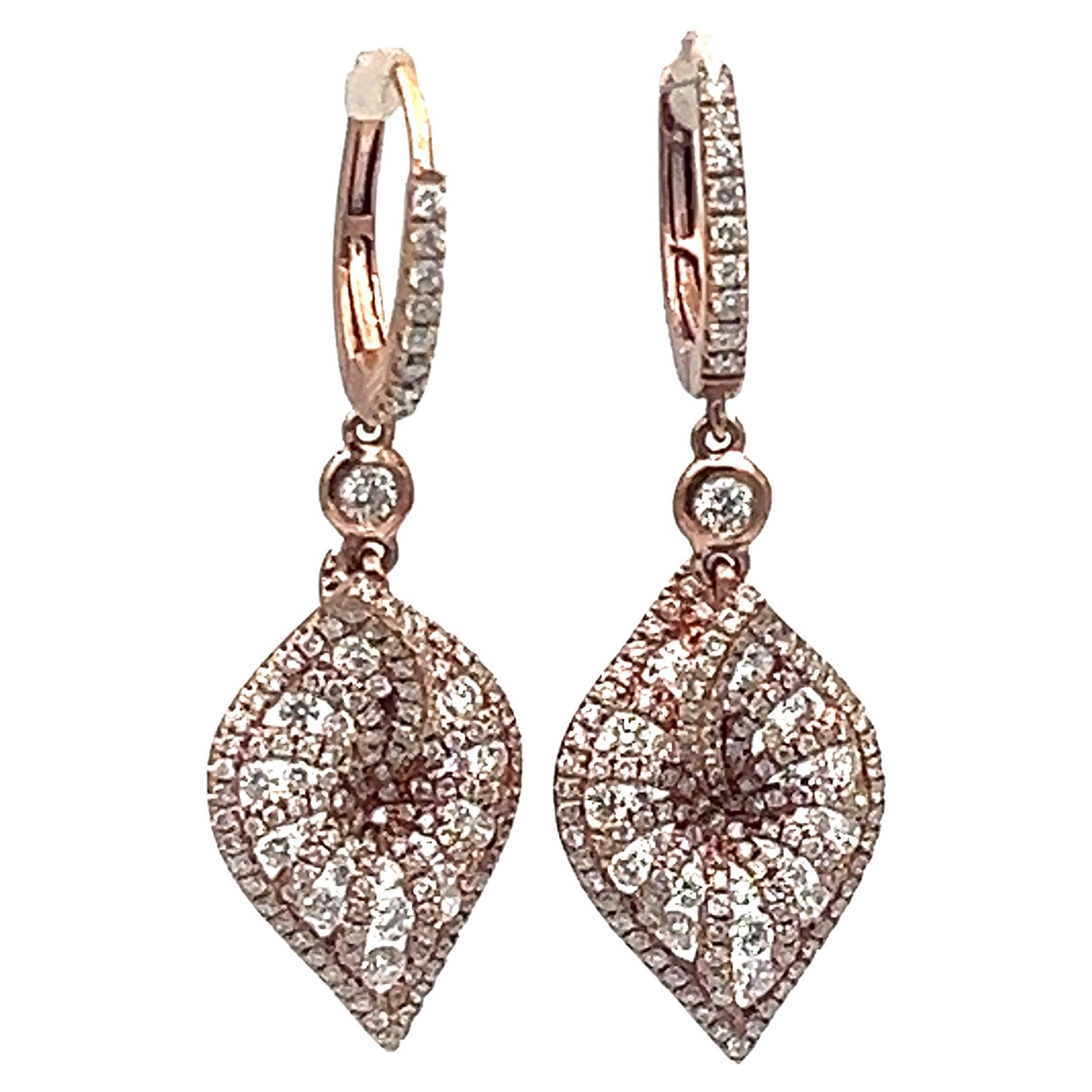 2.81 ct Rose Gold Diamond Earrings For Sale