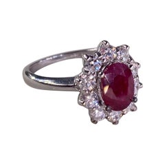 2.81 Carat Ruby Diamond 18 Karat White Gold Ring