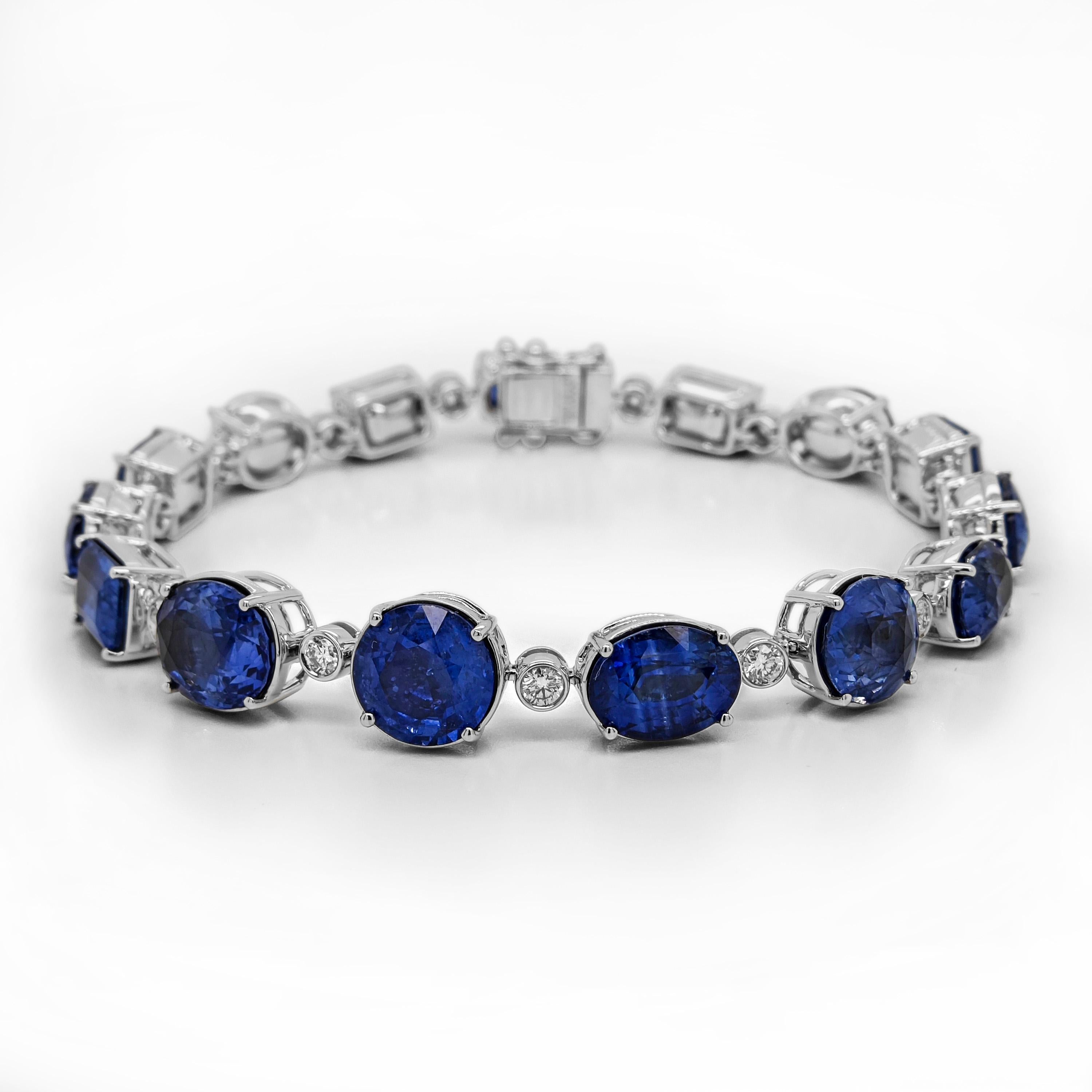 Bracelet en or blanc 28,11 carats saphir et diamant Unisexe en vente