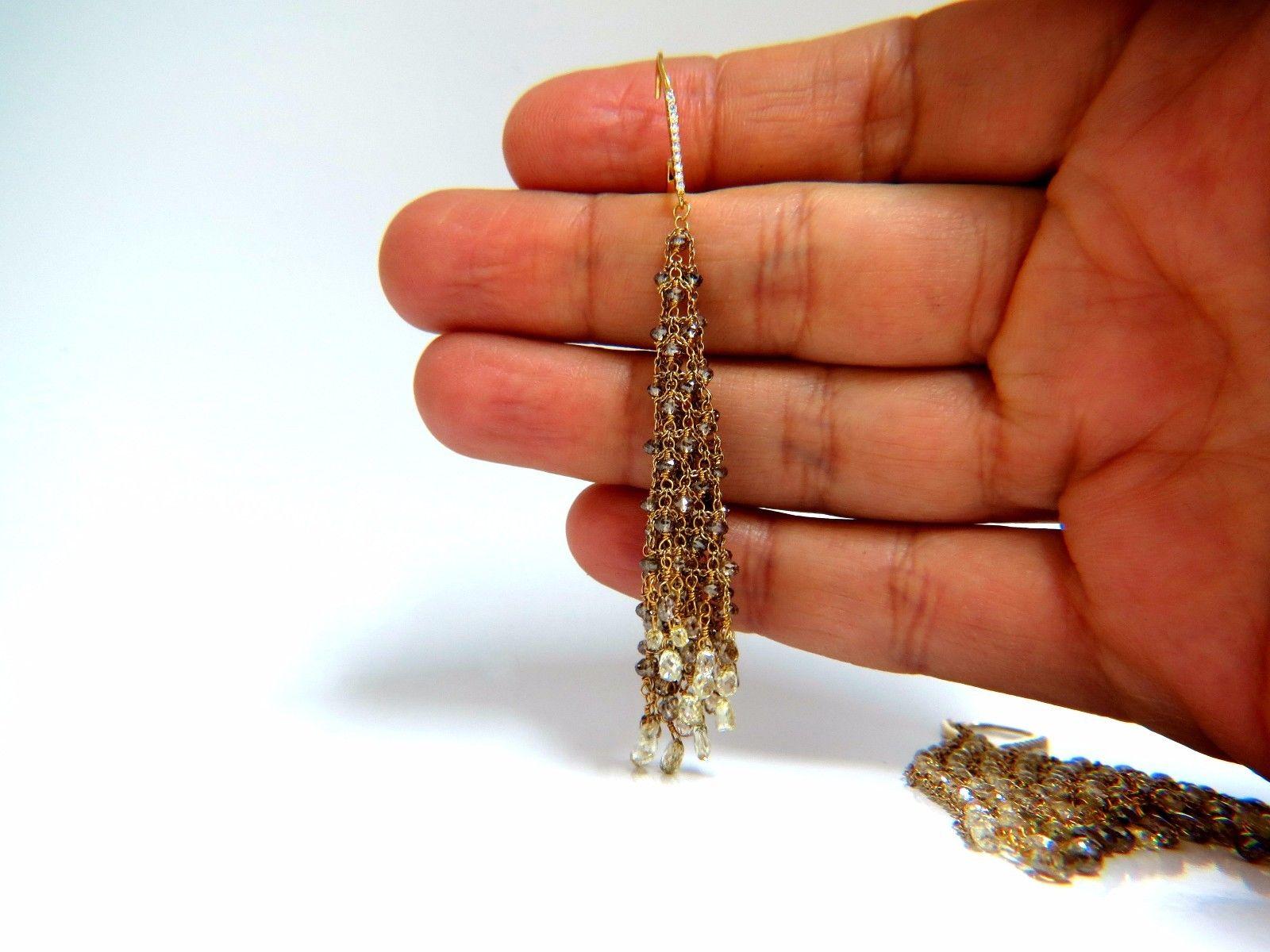 Pendants d'oreilles en maille 18 carats avec diamants briolette de couleur naturelle de 28,15 carats Neuf - En vente à New York, NY