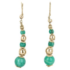 28.16tcw 14K Colombian Emerald Bead Dangle Earrings Statement Emerald Bead