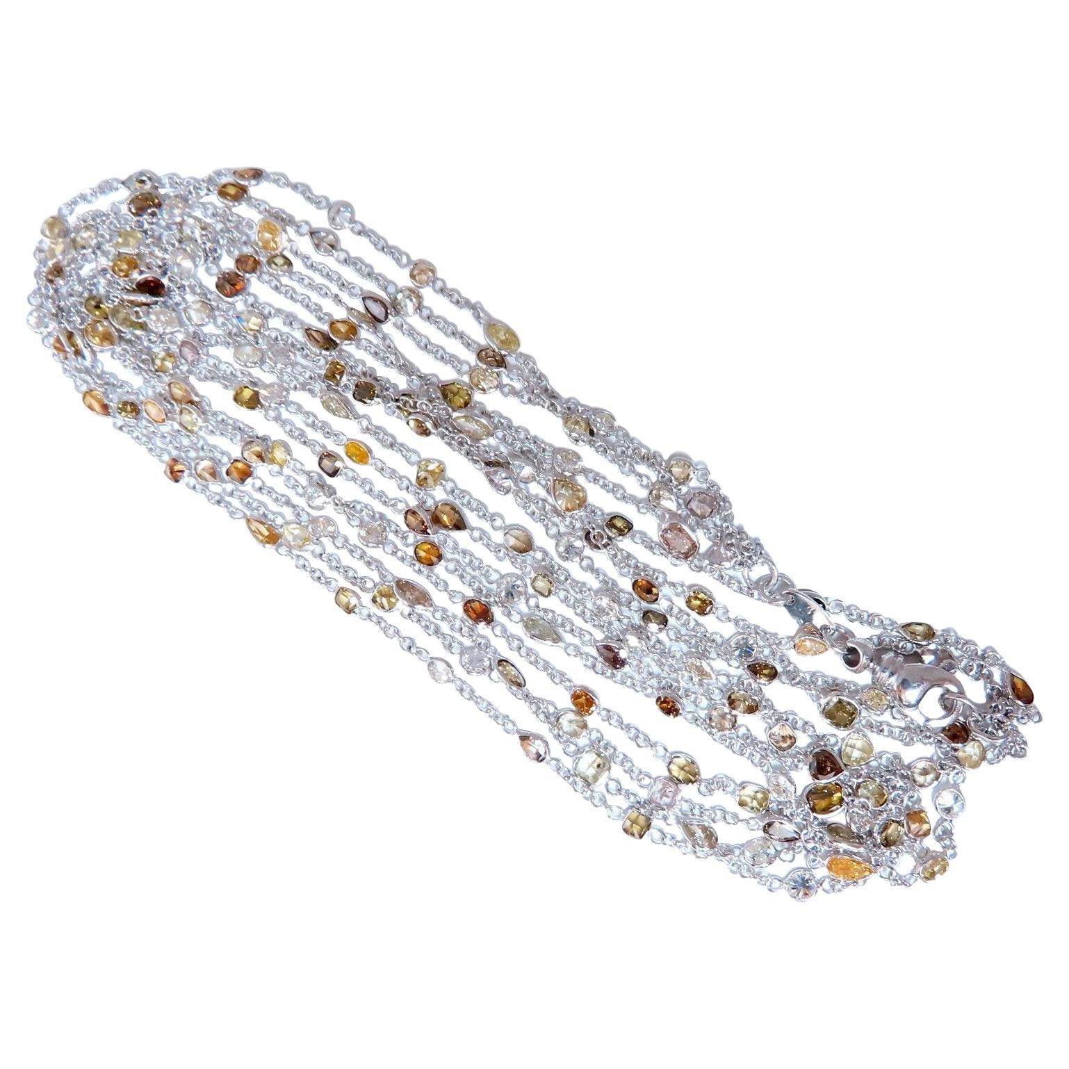28.18ct Natural Multicolored Fancy Colored Diamonds Yard Necklace 18kt 3 Strand* For Sale