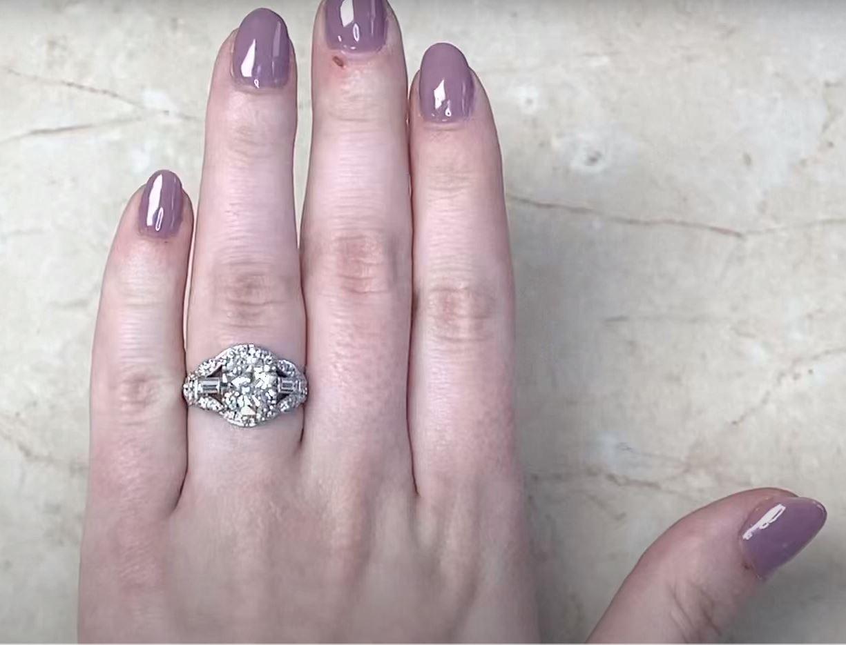 2.81ct Old European Cut Diamond Engagement Ring, Diamond Halo, Platinum For Sale 4