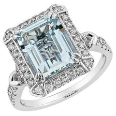 2.82 Carat Aquamarine Fancy Ring in 18Karat White Gold with White Diamond.  