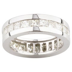 2.82 Carat Diamond White Gold Band Eternity Ring with Princess Cut Stones