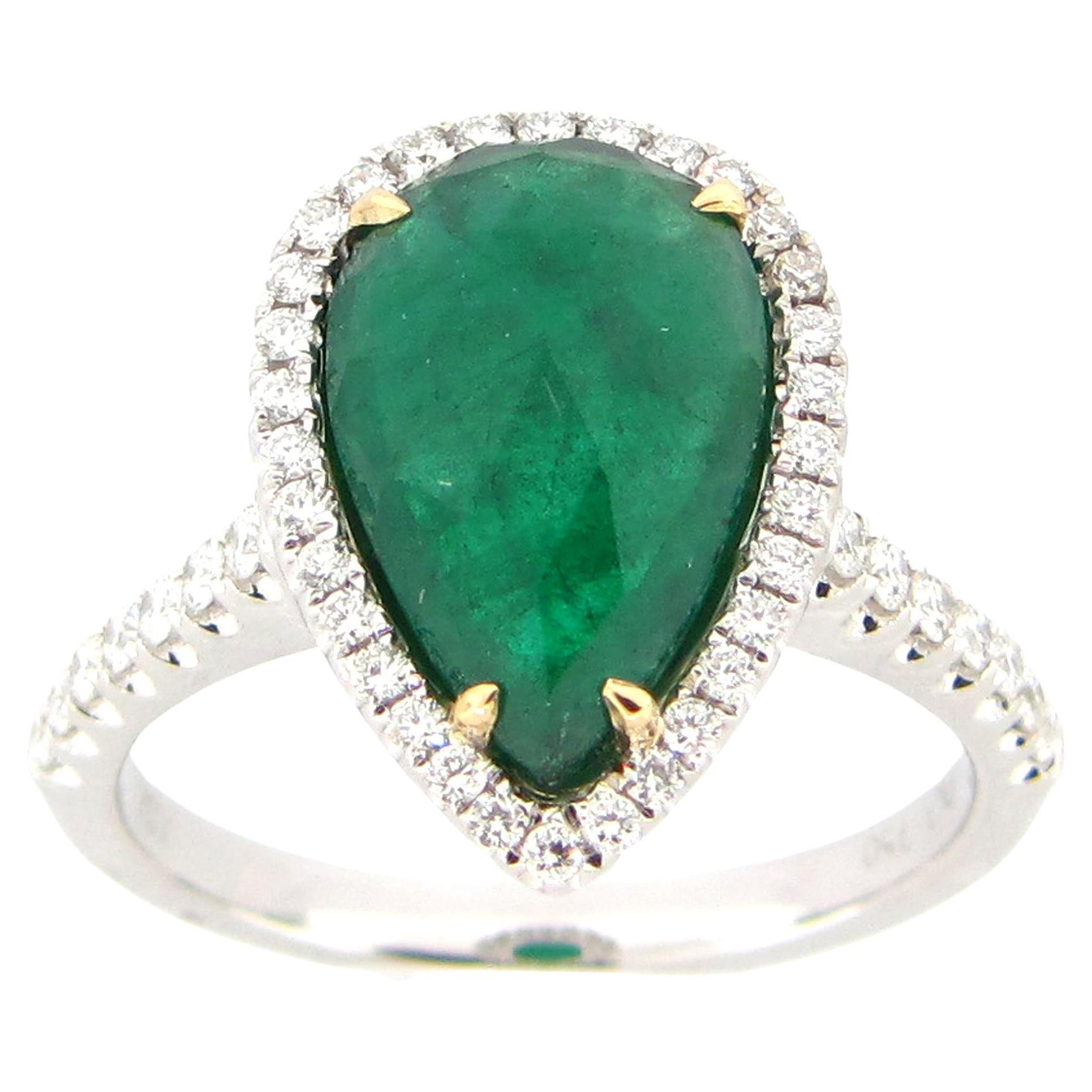 2.82 Carat Emerald and Diamond Cocktail Ring For Sale