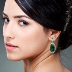 28.2 Carat Emerald Diamond 18 Karat Gold Earrings