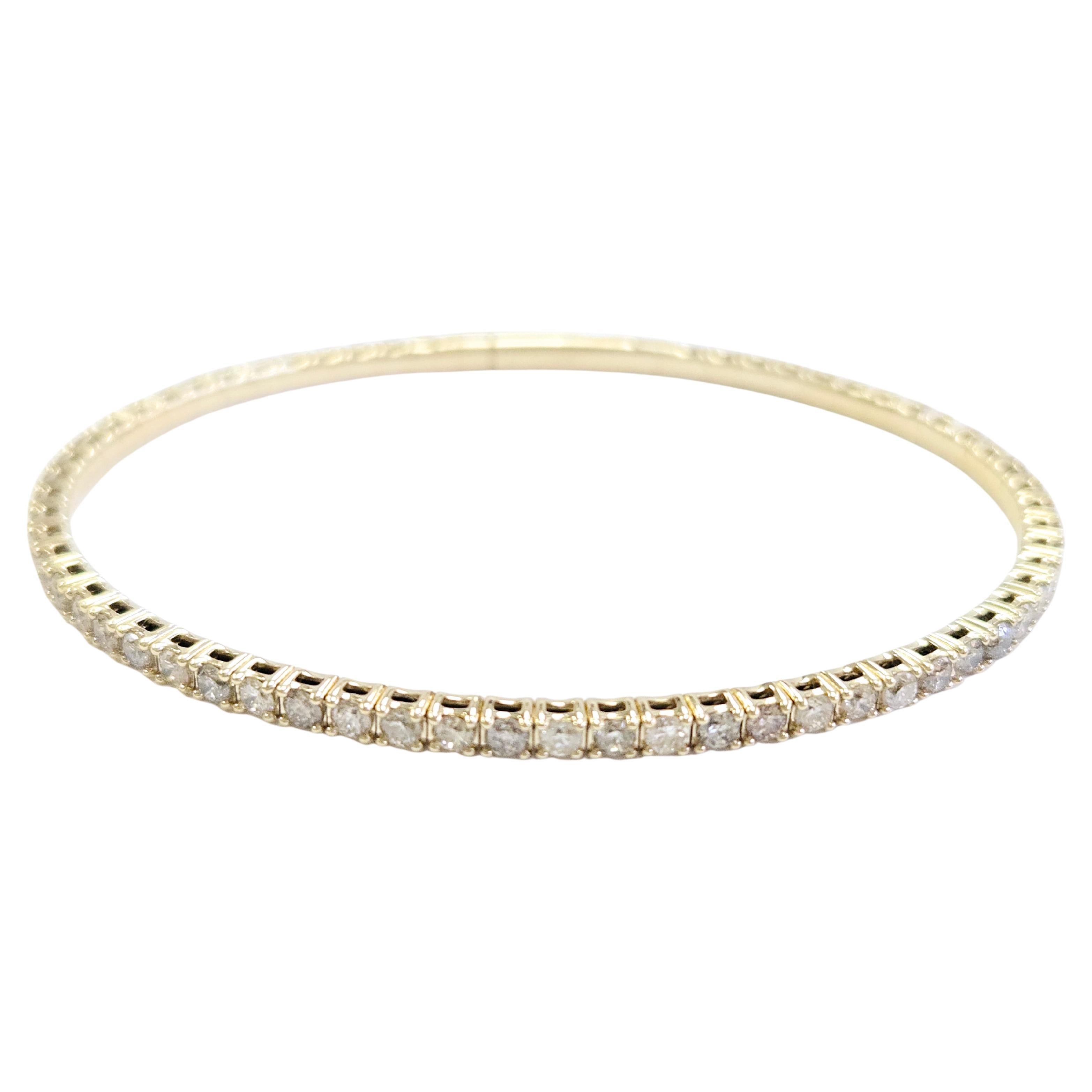 2.82 Carat Flexible Bangle Natural Diamond Yellow Gold 14 Karat