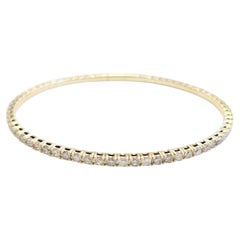 Bracelet jonc souple en or jaune 14 carats avec diamants naturels de 2,82 carats
