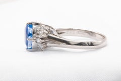 2.82 Carat No Heat Sri Lanka Sapphire GIA Certified Vintage Platinum Ring