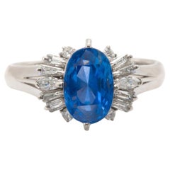 2.82 Carat No Heat Sri Lanka Sapphire GIA Certified Vintage Platinum Ring