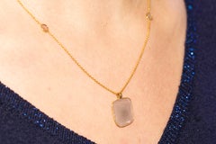 2.82 Carat Rose Cut Diamond 18 Karat Yellow Gold Chain Pendant Necklace