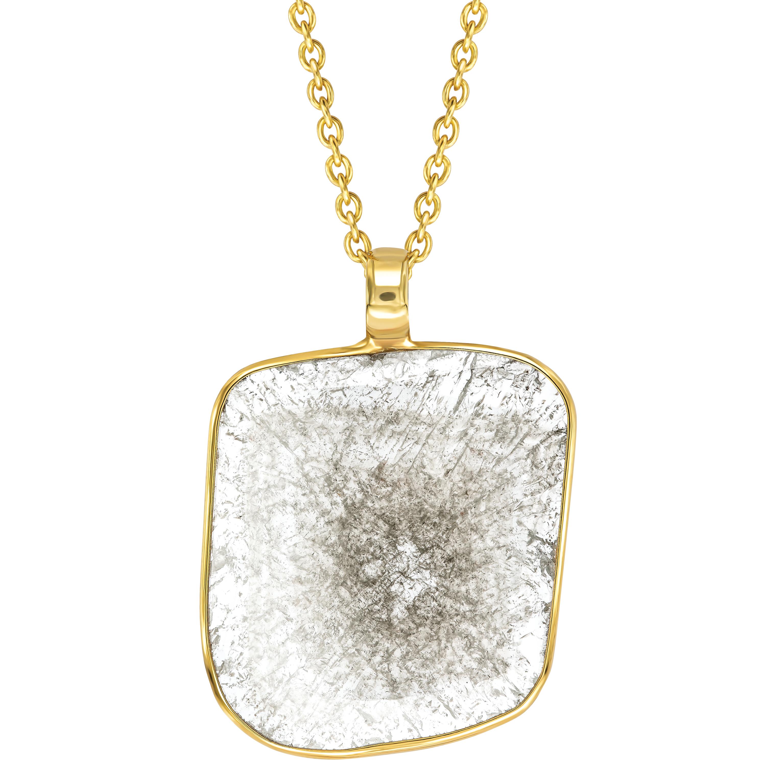 Contemporary 2.82 Carat Rose Cut Diamond 18 Karat Yellow Gold Chain Pendant Necklace For Sale