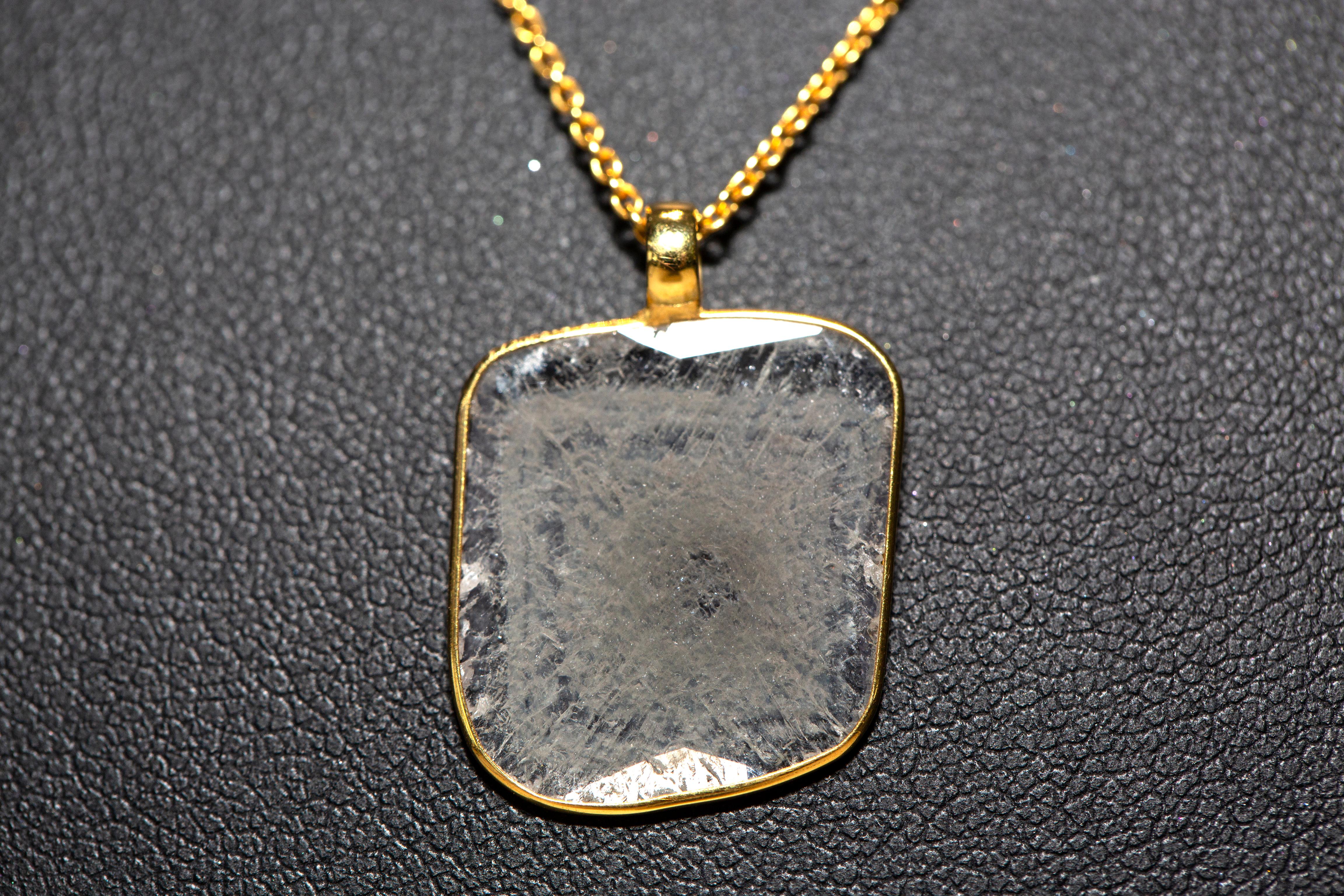 2.82 Carat Rose Cut Diamond 18 Karat Yellow Gold Chain Pendant Necklace  For Sale 2