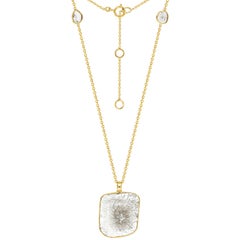 2.82 Carat Rose Cut Diamond 18 Karat Yellow Gold Chain Pendant Necklace 