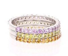 2.82 Carat Round Cut Sapphire White Gold Stackable Bands