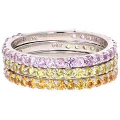 2.82 Carat Round Cut Sapphire White Gold Stackable Bands