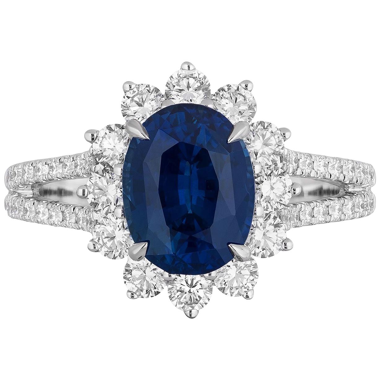 2.82 Carat Sapphire Diamond Cocktail Ring