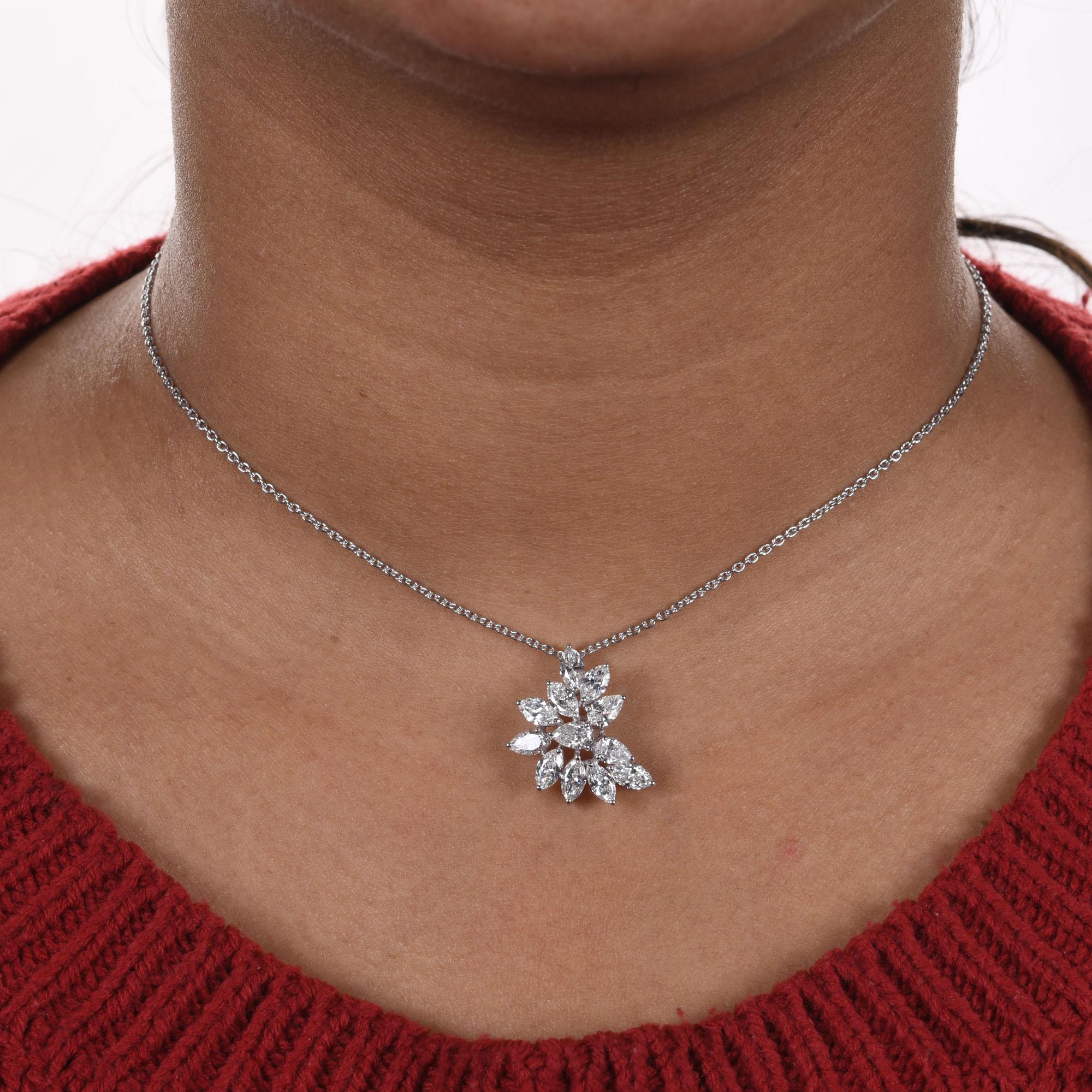 2.82 Carat SI Clarity HI Color Diamond Pendant Fine Necklace 14 Karat White Gold In New Condition For Sale In Diera, Dubai