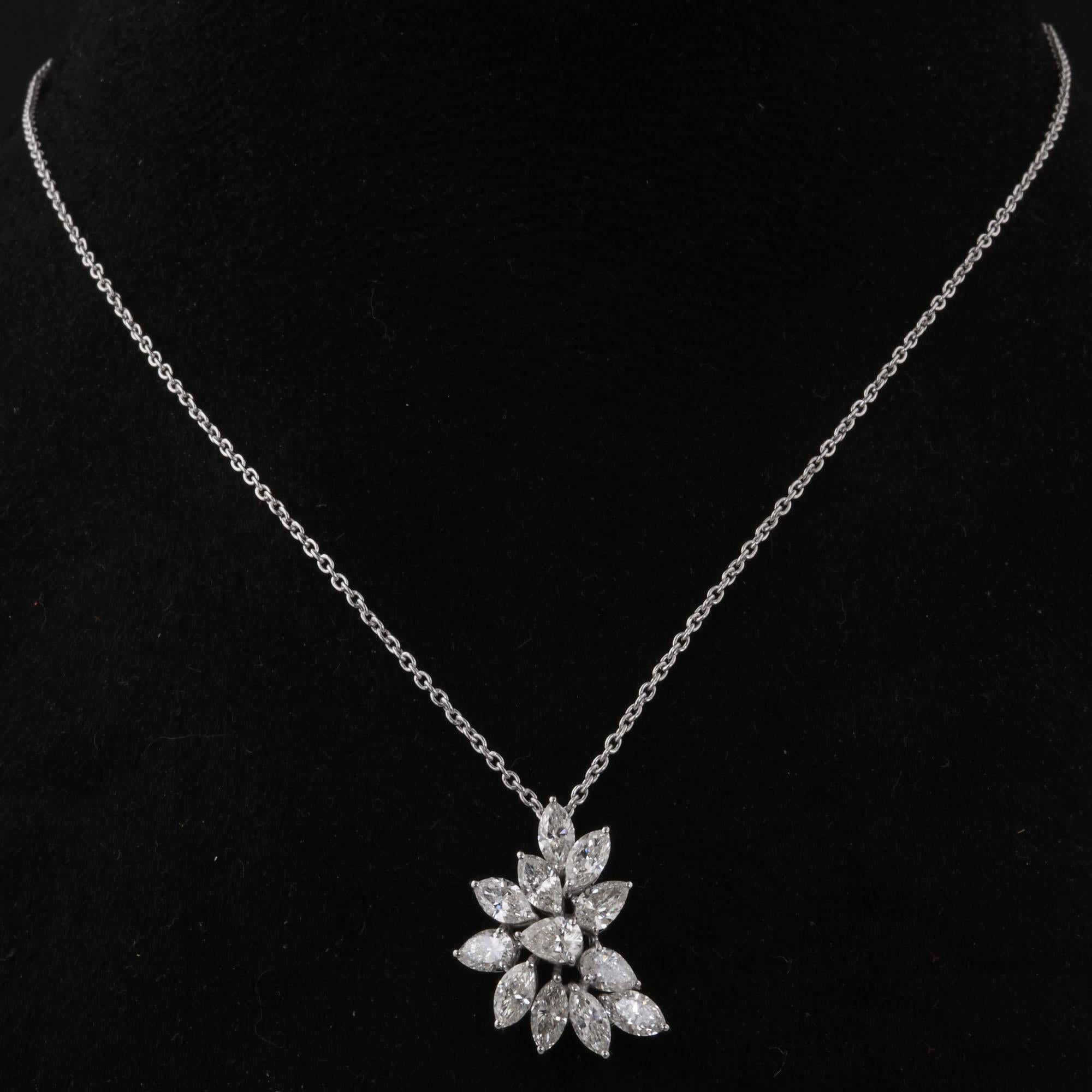 Women's 2.82 Carat SI Clarity HI Color Diamond Pendant Fine Necklace 14 Karat White Gold For Sale