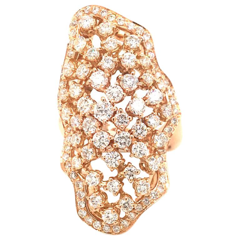 2.82 Carat Diamond Cocktail Ring on Rose Gold Italy with box