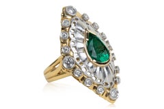 2.82 CT GIA Cert. Colombian Green Emerald in Vintage 18k YG/Plat Diamond Ring