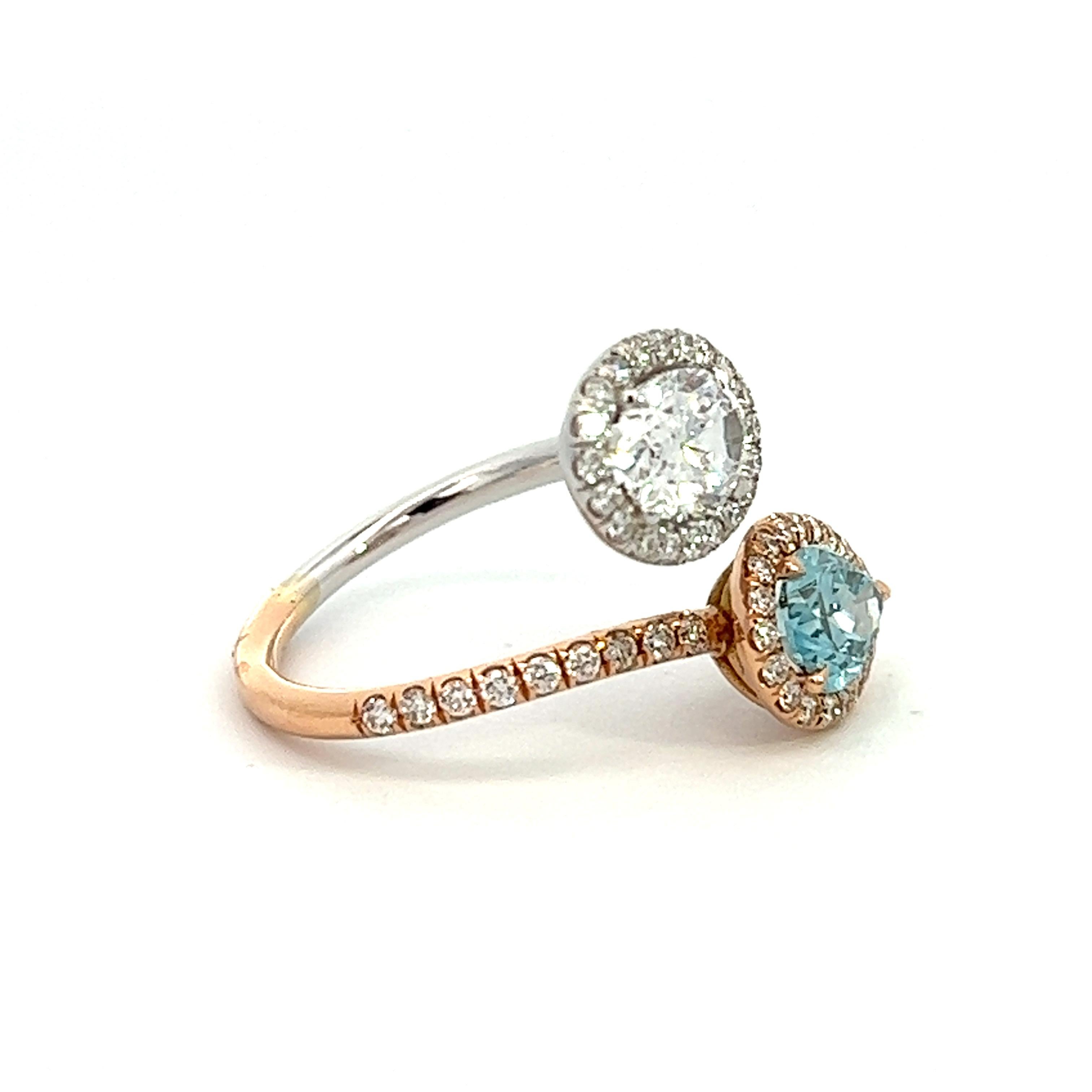 Aesthetic Movement 2.82 CT Total Weight Earth Fancy Blue PEAR Diamond 18k Rose&White Gold Setting For Sale