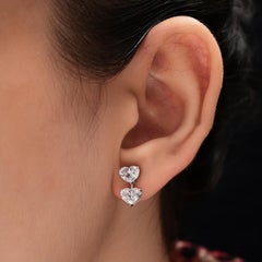 2.82 CTW Natural Heart Cut Diamond Stud Earrings 18k White Gold Fine Jewelry