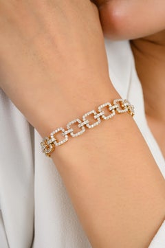 2.82 Karat Pave Diamant-Gliederarmband für Verlobungsring aus 18 Karat massivem Gelbgold mit Pavé-Diamant