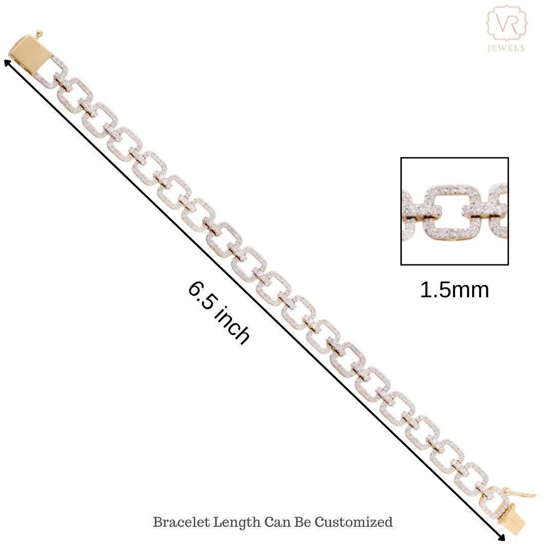 Bracelet de fiançailles à maillons en or jaune massif 18 carats avec diamants pavés de 2,82 carats en vente 2