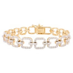 Pulsera de eslabones con diamantes pavé de 2,82 CTW para compromiso en oro amarillo macizo de 18 quilates