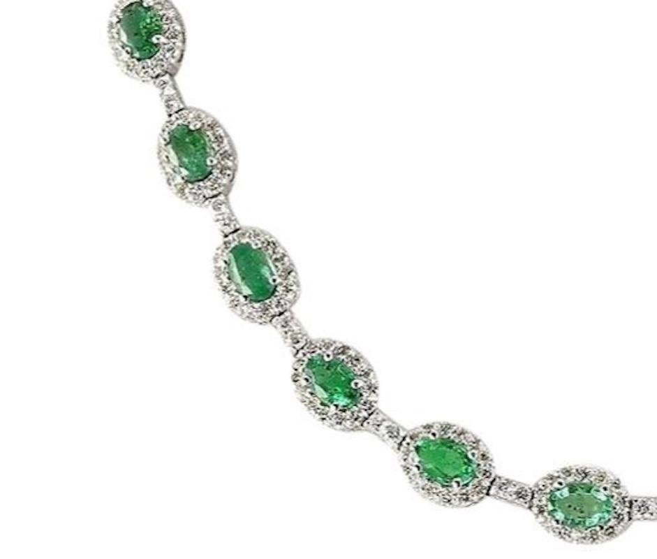 28.20 Carat Emerald 18 Karat White Gold Diamond Necklace For Sale at ...