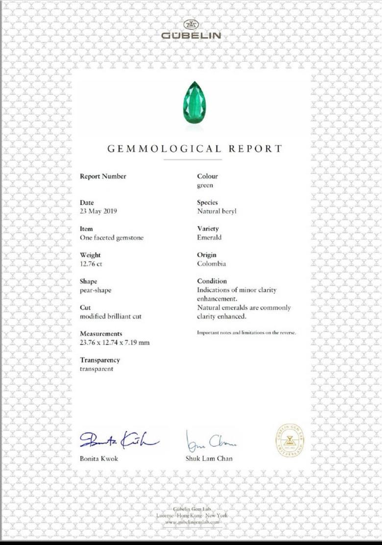 Orecchini con smeraldo perlato e diamanti colombiani, certificati Gübelin In condizioni ottime in vendita a New York, NY