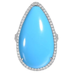 28.22 Carat Turquoise Diamond Ring in 18 Karat White Gold