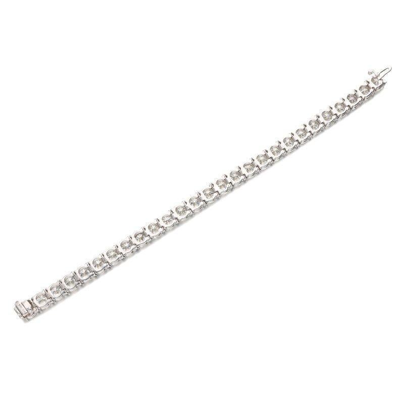 Taglio rotondo 28,23 carati di diamante rotondo brillante J-SI1 Bracciale tennis in platino bianco