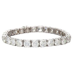 28.23 Carat Round Brilliant J-SI1 Diamond White Platinum Tennis Bracelet