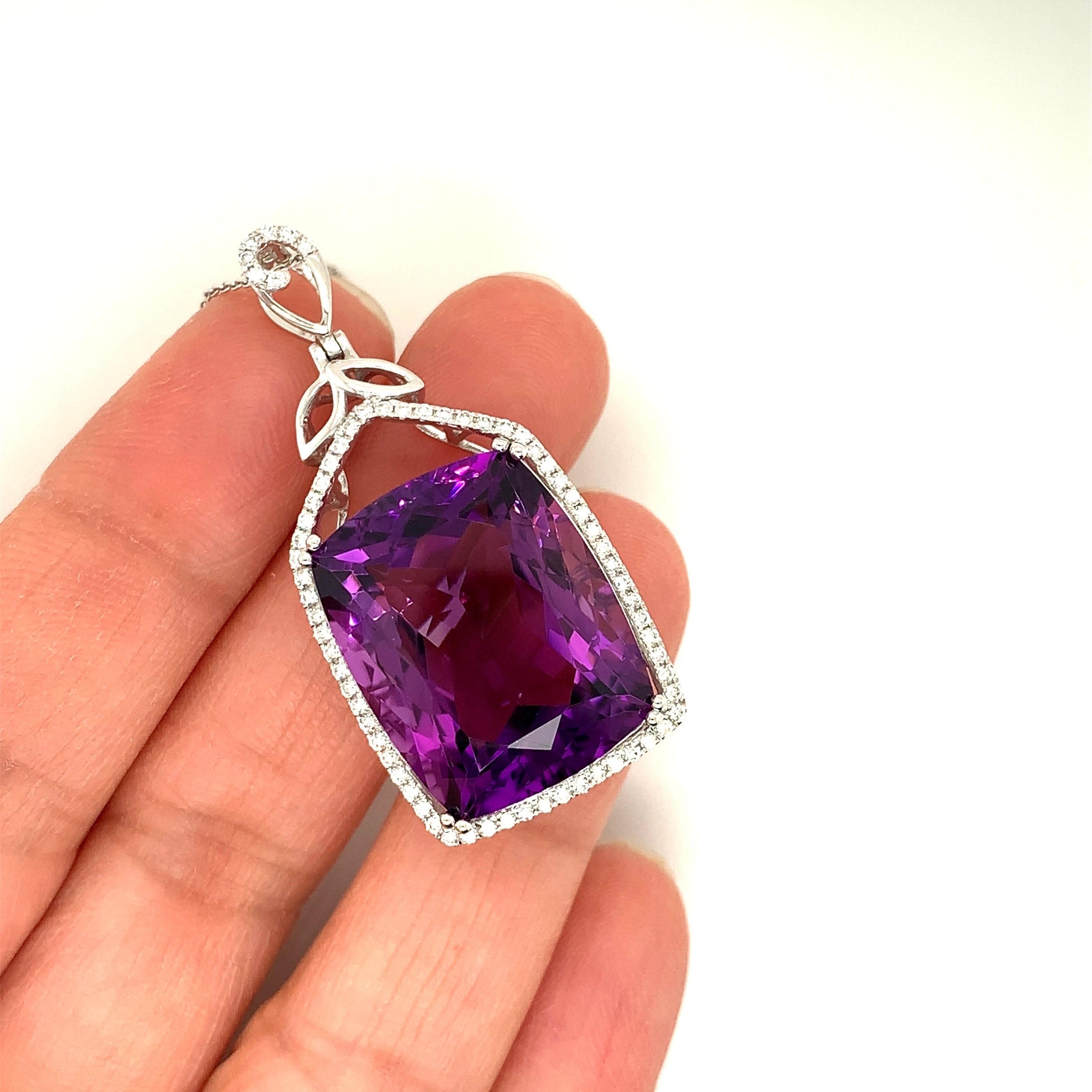 28.24 Carat Amethyst Diamond Pendant In New Condition For Sale In Richmond, BC