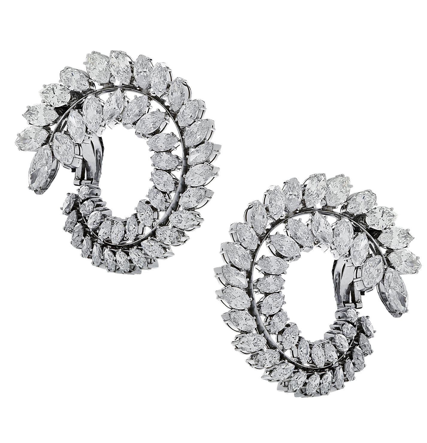 Modern 28.25 Carat Diamond Earrings Circa 1950 For Sale