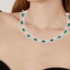 28.25 Carat Emerald 14 Karat Gold Diamond Necklace