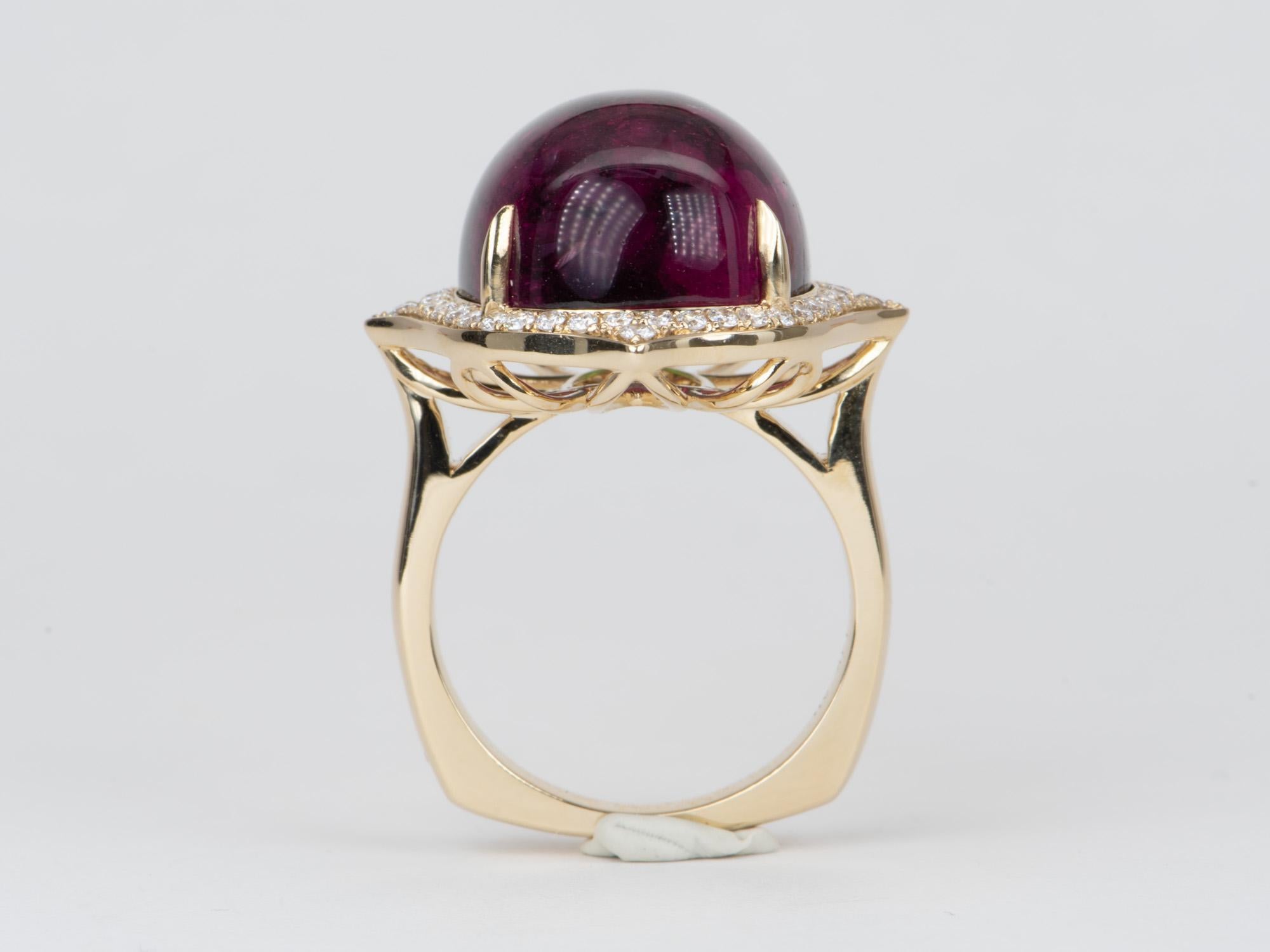 28.29ct Bi-Color Tourmaline Cocktail Ring 14K Gold 14g+ R6544 In New Condition For Sale In Osprey, FL