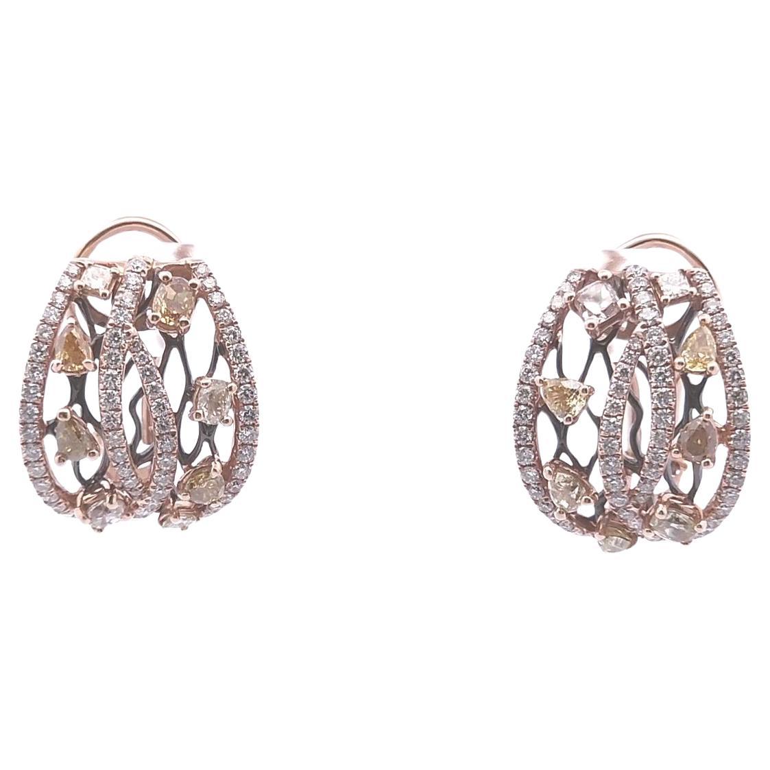 2.82ct Fancy Diamond Earrings in 14k YG