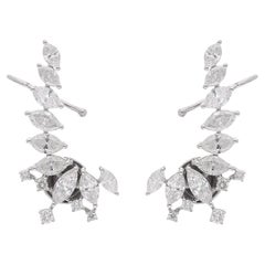 2.82Ct Marquise 
Rundschliff Diamant 18k Weißgold Ohrclimber Ohrringe