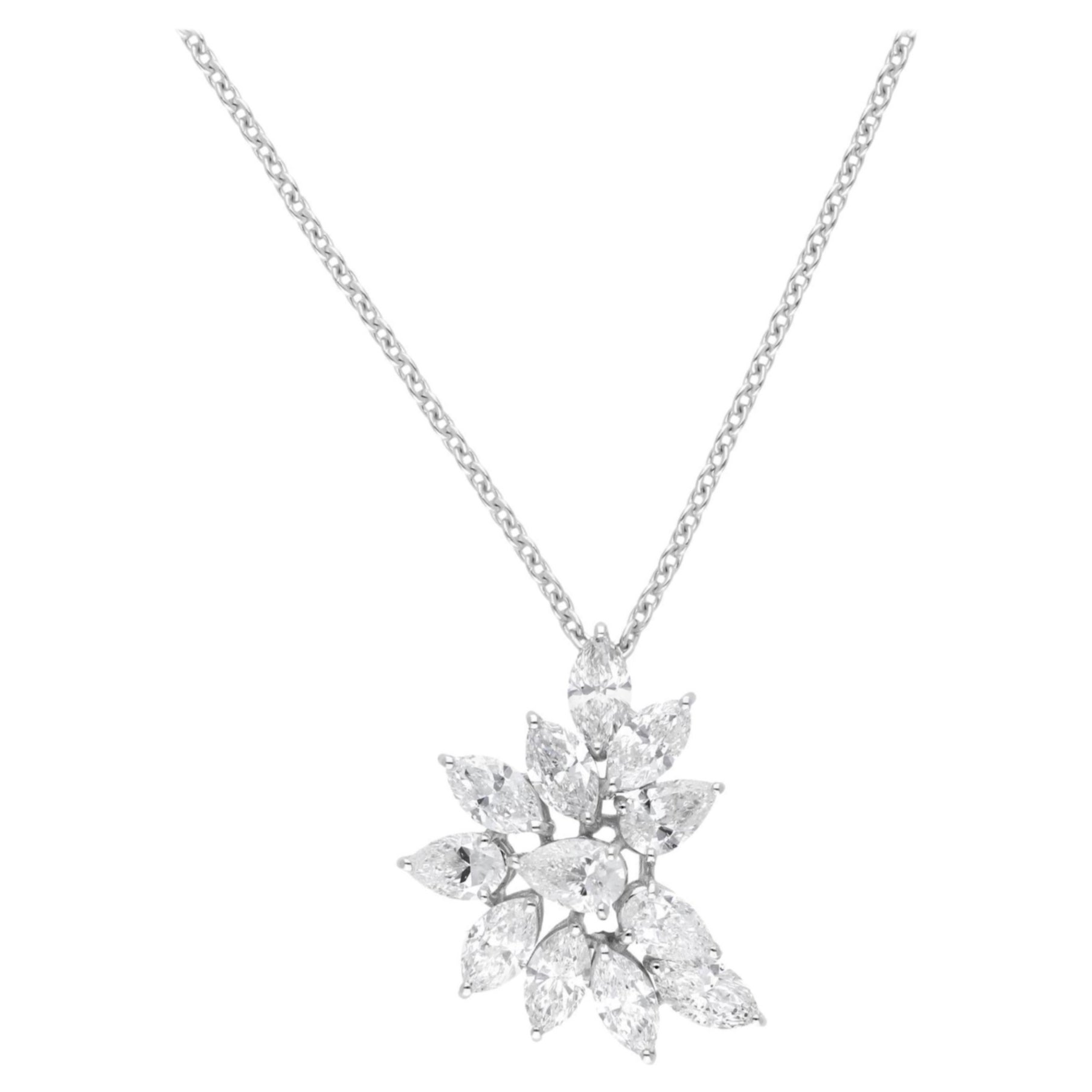 2,82Ct SI Clarity HI Color Cluster di diamanti Collana in oro bianco 14 carati