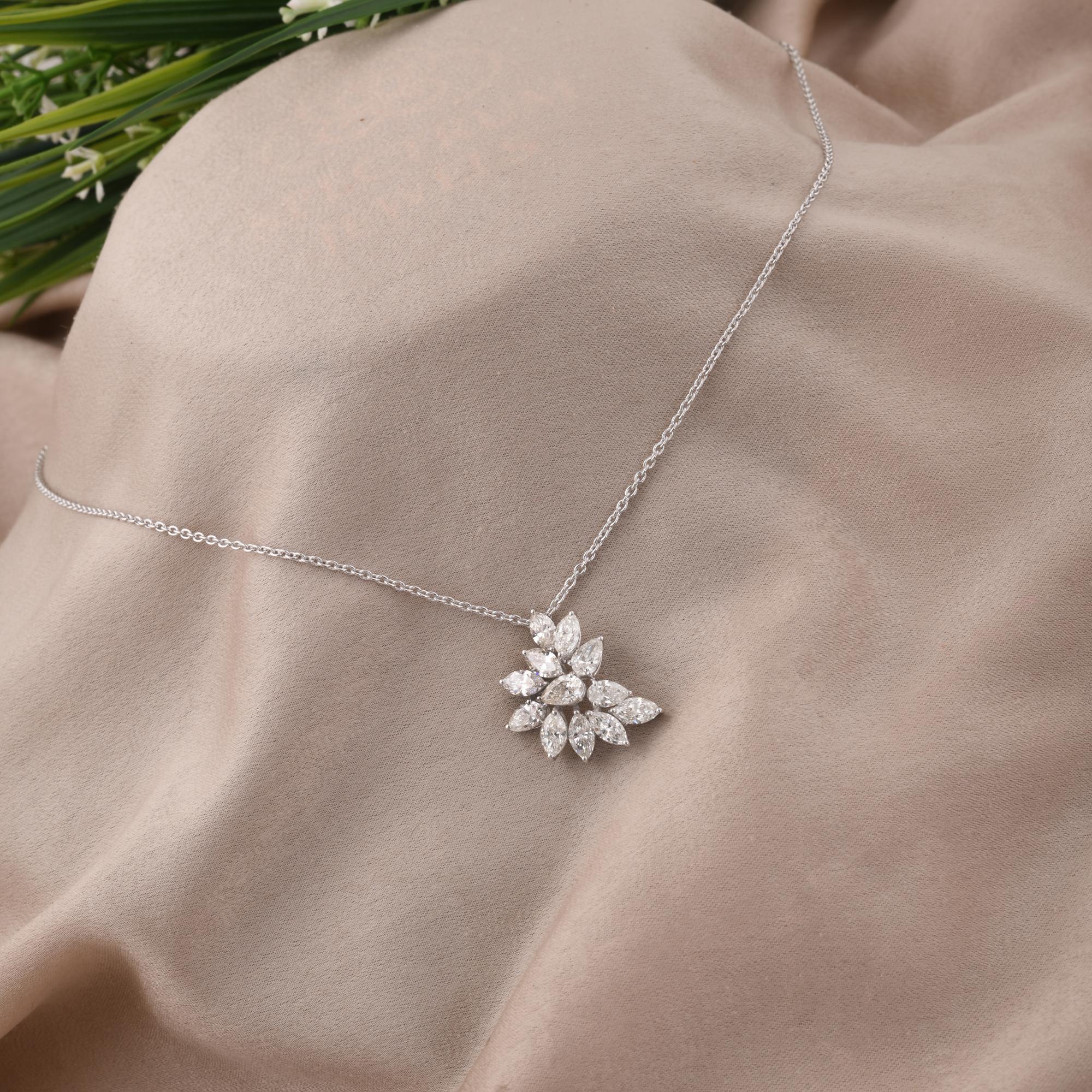 2,82 Karat SI Reinheit HI Farbe Diamant Cluster Anhänger Halskette 18 Karat Weißgold (Moderne) im Angebot