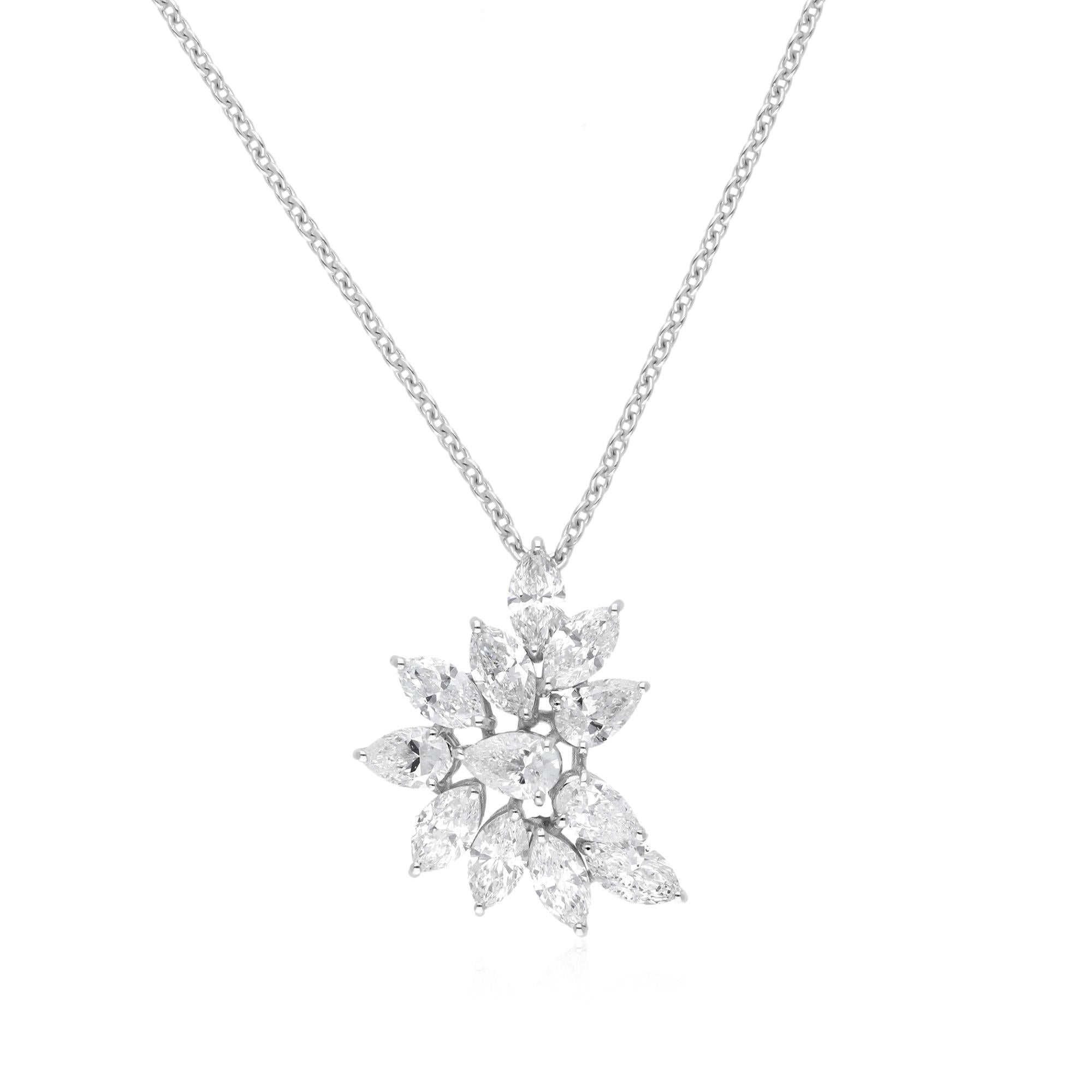 2,82 Karat SI Reinheit HI Farbe Diamant Cluster Anhänger Halskette 18 Karat Weißgold (Gemischter Schliff) im Angebot